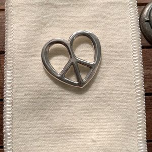 Retired James Avery Peace Sign Heart Shaped Pendant Sterling Silver